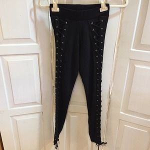 Topshop Black Lace-Up Leggings